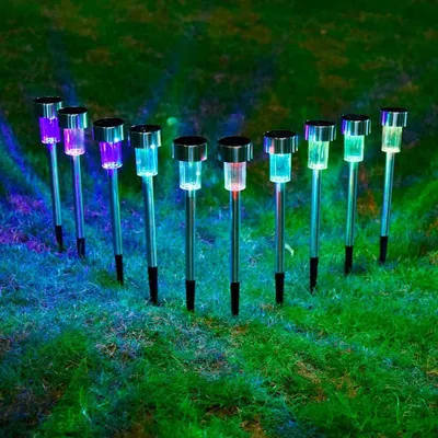 10er-Set Solar-LED-Gartenleuchten, Farbwechsel, 24,5 cm