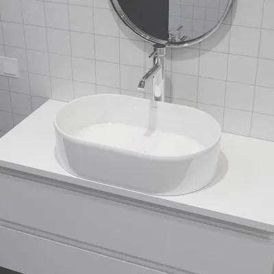 Imagen del producto de OLTENS - Lavabo de encimera oval, 55 x 34 cm