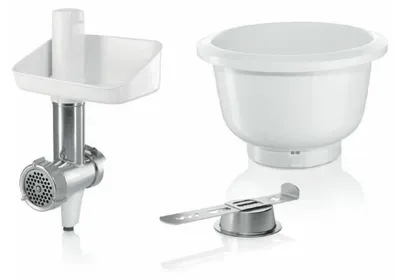 Image de Accessoires Baking Sensation - BOSCH - MUZ5BS1 - Hachoir à viande - Grille de 5 mm - Accessoire pour biscuits en 4 parties - Bol de 3,9 L