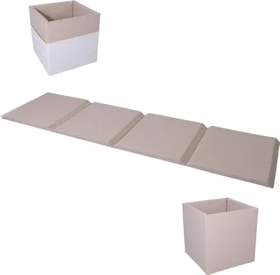 Image de Matelas de gymnastique 2en1 Conteneur de jeu 240x60x4 cm en quatre parties - blanc et beige