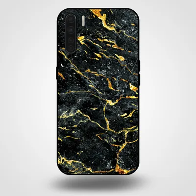 Produktbild von Smartphonica Handytasche für OPPO A91 mit Marmordruck - TPU Rückseite Fall Marmor Design - Gold Schwarz