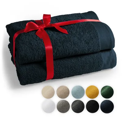 Image de lumtal Premium 2-TLG. Set de draps de sauna 80x200cm - Serviette de sauna e Oeko-TEX, 100% coton, éponge XXL- Draps de sauna, extra doux et très absorbant, bleu foncé
