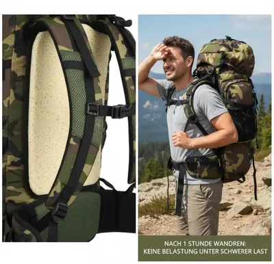 Obrázek produktu pro Turistický batoh, objem 100 litrů, voděodolná konstrukce, barva: armádní zelená