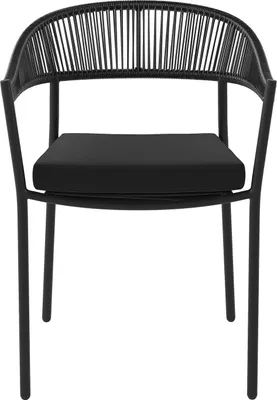 Produktbild von home24 Stapelstuhl - 2er-Set - Stahl / Polyrattan - Schwarz