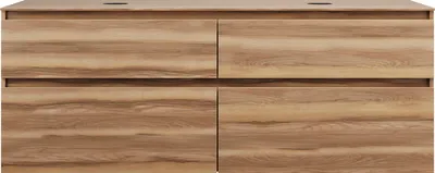 Image de burgbad Lin20 meuble sous-lavabo avec plan de toilette, 2 vasques, 4 tiroirs, 1602x552x611mm, SGRC160F5357