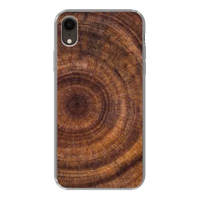 Produktbild von MuchoWow® Handyhülle Schutzhülle Hülle für iPhone XR Kreis - Holz - Ringe Silikon Softcase Handy Hülle - Schutzdeckel