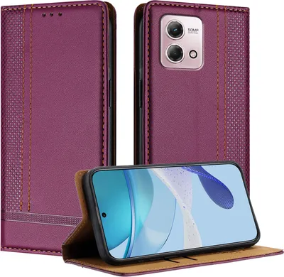 Produktbild von Handyhülle für Motorola Moto G Stylus 4G 2023 Leder Flip Klappbare Schutzhülle mit Standfunktion Lila
