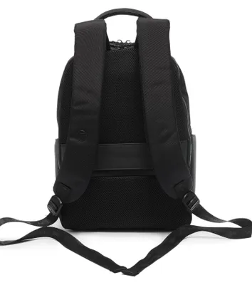 Image de Sac à dos pour homme Momo Design, en polyuréthane, noir, avec fermeture éclair et poches latérales, dimensions : 39 x 27 x 12 cm