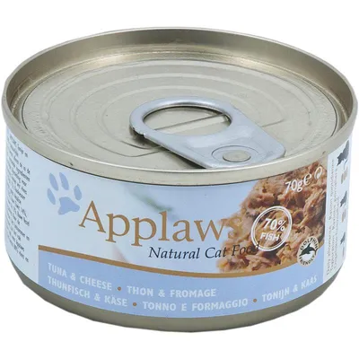 Produktbild von Applaws Katzen Nassfutter in der Dose mit Thunfischfilets & Käse 70 g