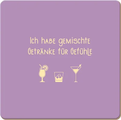 Produktbild von Getränkeuntersetzer, Zubehör für Gläser, Getränke, Tassen, abwischbar, Korkuntersetzer "Ich habe gemischte Getränke für Gefühle"
