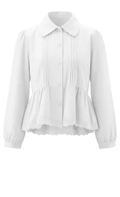 Produktbild von Damen Bluse weiß mit Puffärmeln und Knopfleiste, reguläre Passform, Größe S