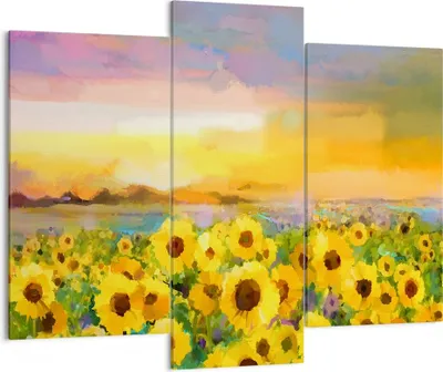 Produktbild von Bild auf Leinwand - Leinwandbild - Sonnenblumen Blume - 130x100cm - Wand Bild - Wanddeko - Leinwanddruck - Bilder - Kunstdruck - Wanddekoration - Leinwand bilder - Wandkunst - CB130x100-3775
