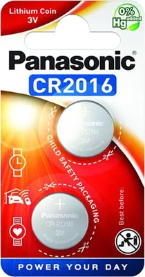 Immagine prodotto di Panasonic, 12 batterie a bottone al litio CR2016, confezione da 2, 3V, modello CR-2016EL/2B
