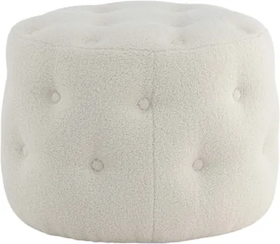 Immagine prodotto di Pouf Benjamin, poggiapiedi Ø55cm tessuto teddy bianco.