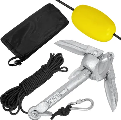 Produktbild von LZQ 0,7KG Anker Faltklappanker Ankerset Boot Anker Faltbar Stahl verzinkt Anker Kit mit 10m Seil Kanu Kajak Kleines Boot, Bootsanker Für SUP Paddle Board Kayak Canoe Motorboat
