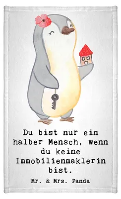 Produktbild von Mr. & Mrs. Panda Handtuch Immobilienmaklerin Herz - Weiß - Geschenk, Gästehandtuch 30x50, Ausbildung, Lustig, Bunt, Witzig, gäste wc, Spruch, Klein, Immobilienbüro