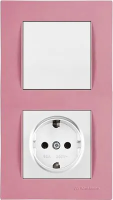 Produktbild von Schalter Steckdose Kombi Weiß Unterputz inkl. rosa Rahmen Rita vertikal