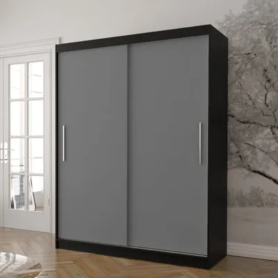 Image de Armoire à portes coulissantes Armoire 150 cm noir/gris sans miroir Vista 04