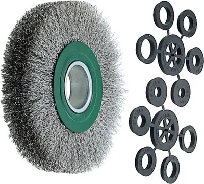 Immagine prodotto di Spazzola circolare in filo metallico Lessmann (verde) Filo INOX 0,30 mm, ⌀ spazzola x larghezza: 200X38 mm
