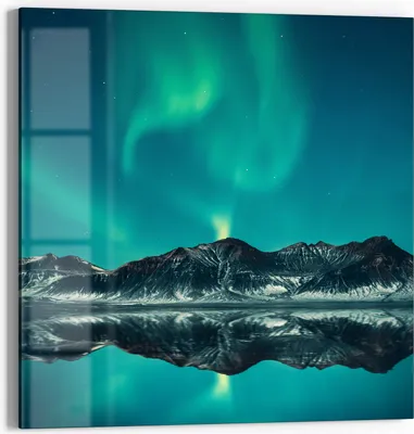 Produktbild von DEQORI Glasbild Echtglas 30x30 cm 'Polarlichtzauber' Wandbild Bild modern Deko