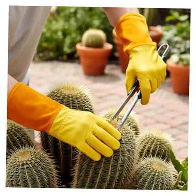Produktbild von Rosenbeschneidungshandschuhe, 16,5 Zoll, atmungsaktive lange Lederhandschuhe mit verstellbaren Manschetten, dornensichere Gartenhandschuhe für Damen und Herren