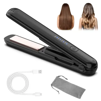 Produktbild von Mini-Glättkamm,kabelloser 2-in-1 Haarstyler,4 Temperaturstufen,wiederaufladbar,schnelles Aufheizen,3000 mAh Akku,40–70 Min. Laufzeit,ideal für Reisen