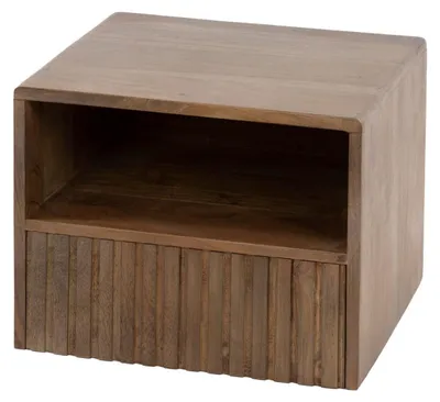Immagine prodotto di Comodino FURNLUX intagliato in legno di acacia 35 cm / Colore principale: marrone / Dimensioni: 35 x 25 x 30 cm
