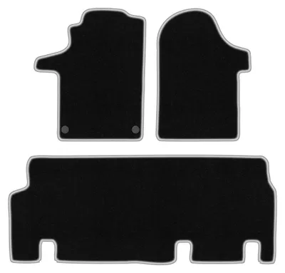 Produktbild von Velours-Fußmatten für Mercedes Vito W447 2014- (Transporter) – 4-tlg, Schwarz/Silber, passgenau – Wielganizator CARLUX