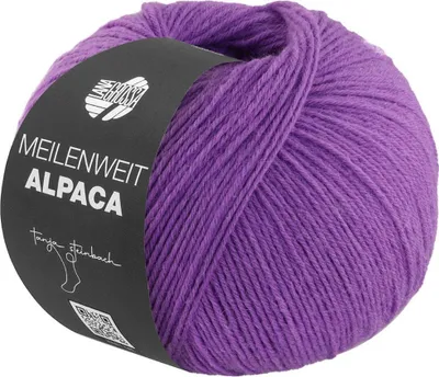 Produktbild von Lana Grossa MEILENWEIT 150 g ALPACA UNI strapazierfähige und warme 6-fach Sockenwolle 390 m Farbe 1006 - Lila