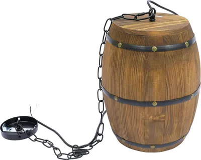 Zdjęcie produktu dla Rustykalna beczka na wino – abażur do lampy wiszącej – styl vintage – wiszący – wzór beczki – do baru, pubu i piwnicy – brązowy