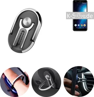 Produktbild von K-S-Trade 3in1 Smartphone-Ring Handy-Ring kompatibel mit Motorola Moto G7 Fingerhalterung  Handyring Tischständer Lüftungsgitter-Halterung Tisch