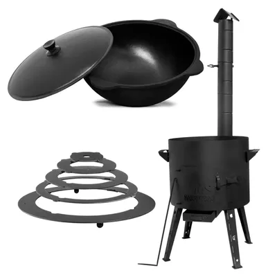 Produktbild von Ø49cm Uchag 2mm Stahl Abzugsrohr Adapter-Ringe 22L Kazan Kasan Utschak Utschag Feuerstelle Feldküche Campingofen Außenküche Eintopfofen