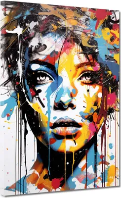 Produktbild von Leinwandbild Wandbild Frau Pop Art Colour Kunstdruck XL Wanddeko: 60x80x2cm