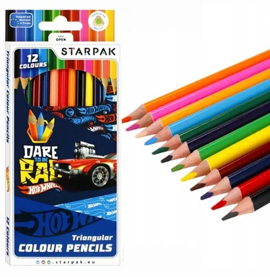 Zdjęcie produktu dla Kredki trójkątne 12 kolorów Hot Wheels