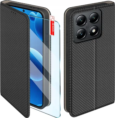 Zdjęcie produktu dla Etui MAGNET do Xiaomi 14T Zamykane Czarne Futerał + Szkło 9H