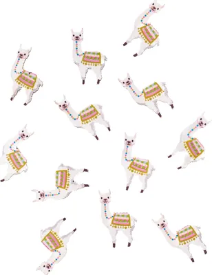 Productafbeelding van 12 kleurrijke lama-confetti van hout, zelfklevend, 3 x 1,8 cm - universele maat