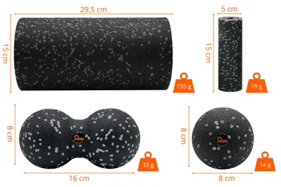 Produktbild von Majestic Sport Tenso, Faszienrollen, 4-teilig Set für die Selbstmassage, Set mit verschiedenen Faszien-Tools, Fitness-Massagegeräte.