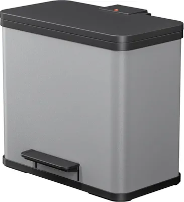 Produktbild von Hailo Öko Trio Plus L silber Tret-Abfalltrenner 3 x 9 Liter mit Soft-Close-Mechanismus