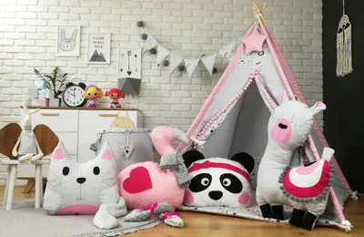 Produktbild von Tipi Teepee Spielzelt zelt Kinderzelt Wigwam Zelt Tiere Set für Kinder Set 9 Elemente Lama