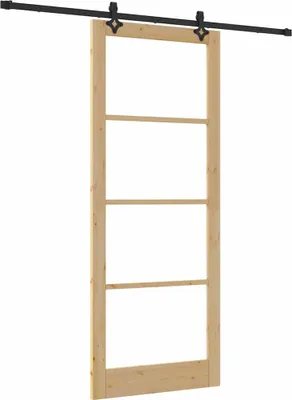 Zdjęcie produktu dla vidaXL Drzwi przesuwne w kolorze naturalnym 93 x 232 cm z litego drewna sosnowego i szkła