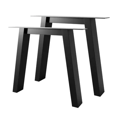 Produktbild von MetaloPro Tischbeine Thusia Lite Extreme – 2x Schwarze Robuste Metall-Tischbeine in Trapezform für Moderne Haushalte und Büros - 72cm