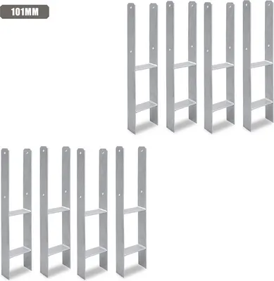 Immagine prodotto di Clanmacy 8 pezzi ancoraggio per palo 101MM supporto per palo H ancoraggio per palo lunghezza 600 mm per carport argento