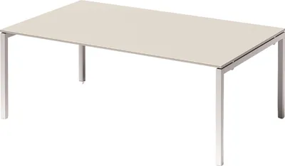 Produktbild von Bisley Cito Konferenztisch U-Gestell fixiert - Größe:  200 x 120 cm, Gestell: Verkehrsweiß, Nachbildung: Grauweiß