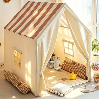 Productafbeelding van Kinderspeeltent, ruim binnenspeelhuisje voor jongens en meisjes, gemaakt van duurzaam, ademend materiaal, eenvoudig op te zetten en schoon te maken