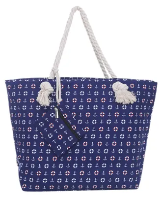 Produktbild von Große Strandtasche Shopper mit Reißverschluss - Strand-Maritim Design blau