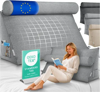 Image de ELONEO Coussin dorsal avec traversin amovible et poche latérale, coussin de soutien dorsal avec housse lavable