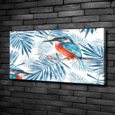 Produktbild von Tulup® Leinwandbild -100x50 cm - Wandkunst - Drucke auf Leinwand - Leinwanddruck  - Tiere - Blau - Pflanzen und Vogel