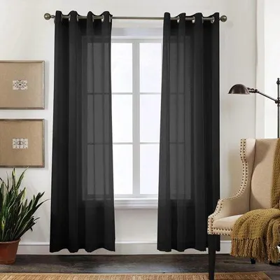 Immagine prodotto di Tende trasparenti - nero - set da 2 - 260 x 140 cm