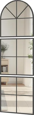 Produktbild von Wandspiegel dreiteilig, bogenförmiger Spiegel mit Metallrahmen, dekorativ 60 x 2 x 180 cm Schwarz