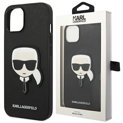 Zdjęcie produktu dla Karl Lagerfeld Saffiano Karl Head Patch Case – Etui iPhone 14 Pro Max (czarrny)